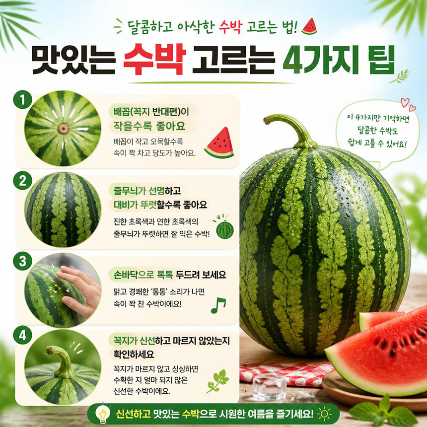 좋은 수박을 고르는 4가지 팁